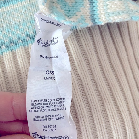 Columbia winter turquoise blue cream Pattern Scarf Approx 9x64” RN 69724 - Picture 5 of 5